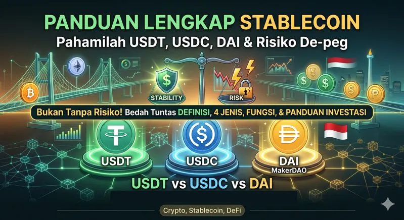 Perbandingan USDT, USDC, dan DAI 2026 - Panduan Stablecoin